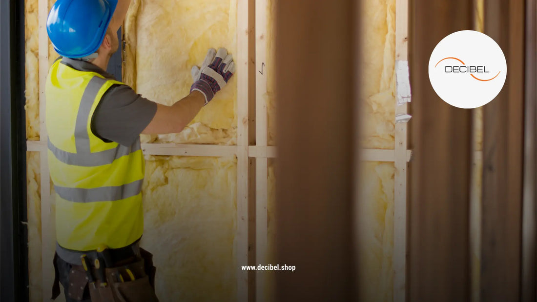 man making soundproofing insulation on a wall