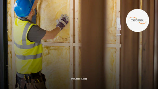 man making soundproofing insulation on a wall