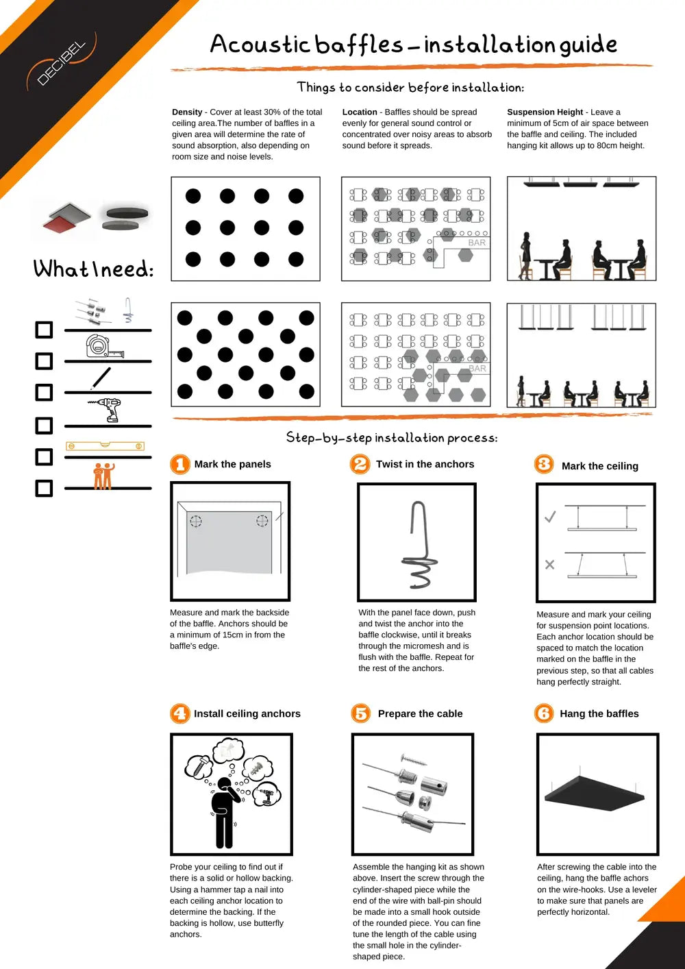 Acoustic ceiling baffles and rafts installation guide DECIBEL