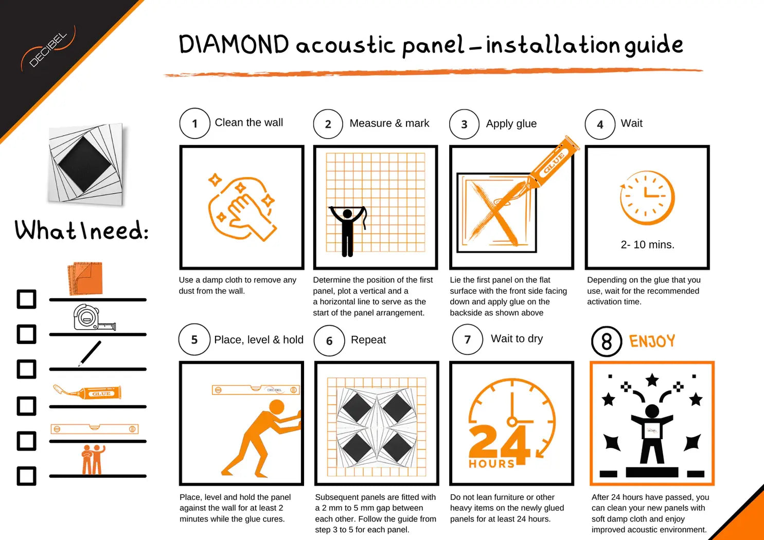 Diamond Wood acoustic sound absorbing panel installation guide