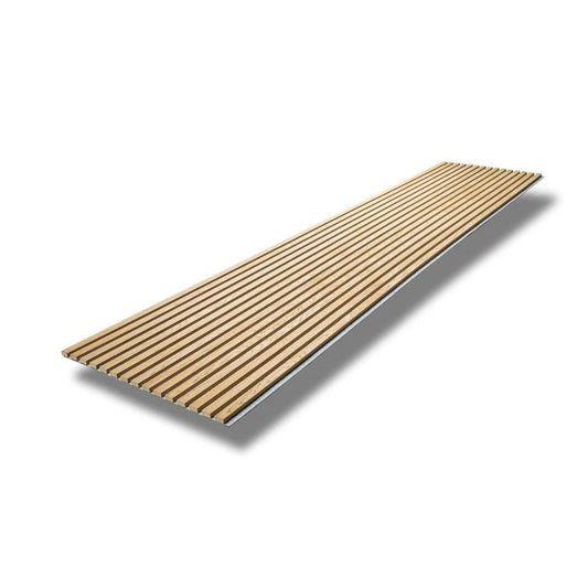 Oak Grey Wood Slatted Acoustic Panel MDF PET Felt Sound Absorption Wall