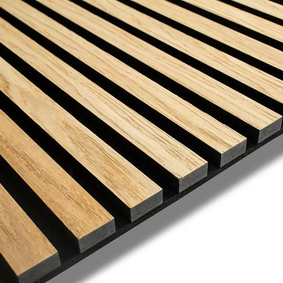 Oak Black Wood Slatted Acoustic Panel MDF PET Sound Absorption
