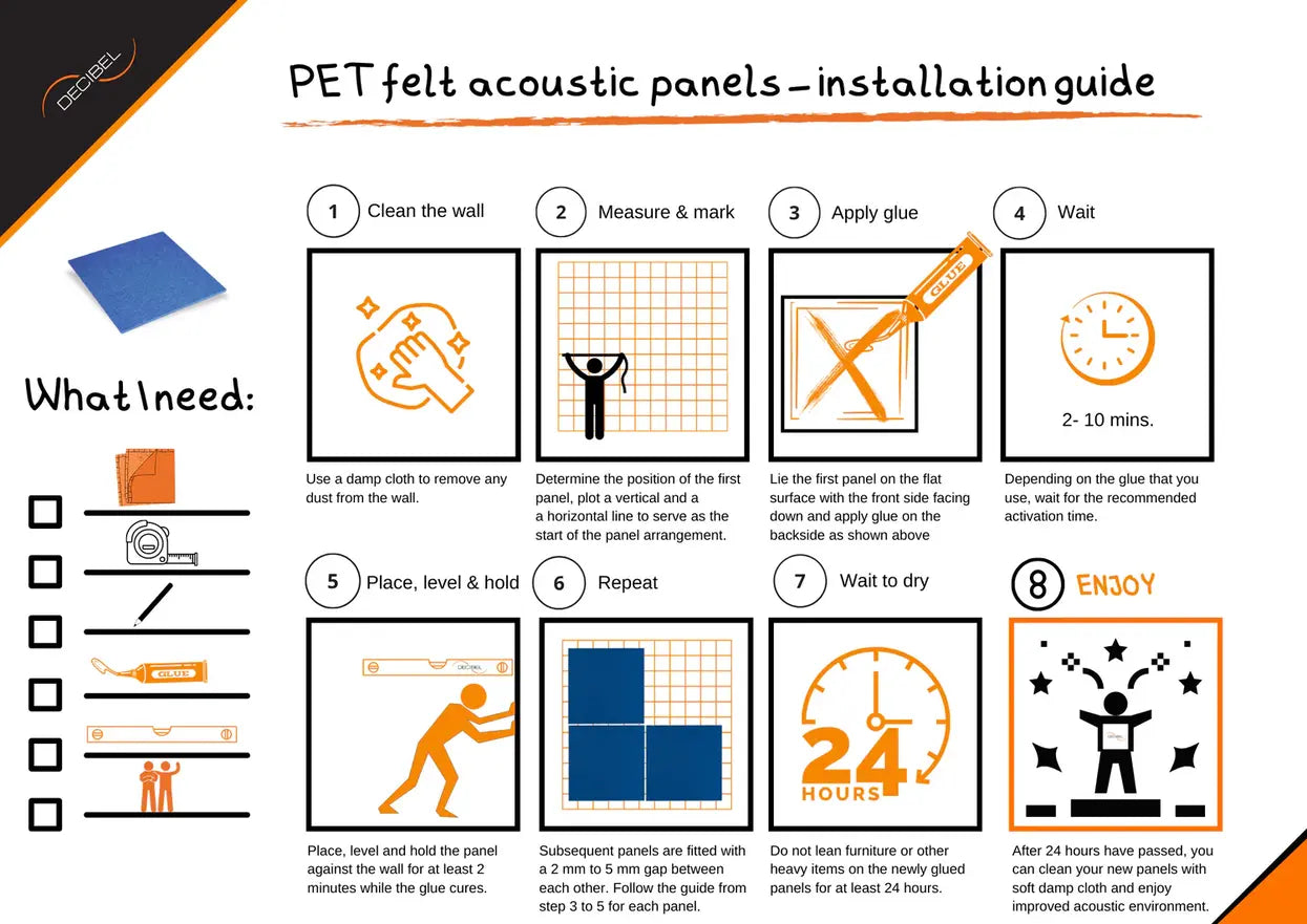 PET Felt Acoustic Panel thin eco sound absorbing installation