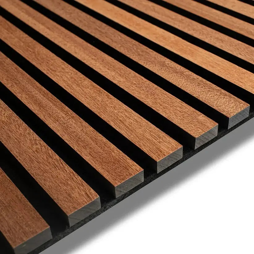Sapelli Wood Slatted Acoustic Panel MDF PET Sound Absorption Wall