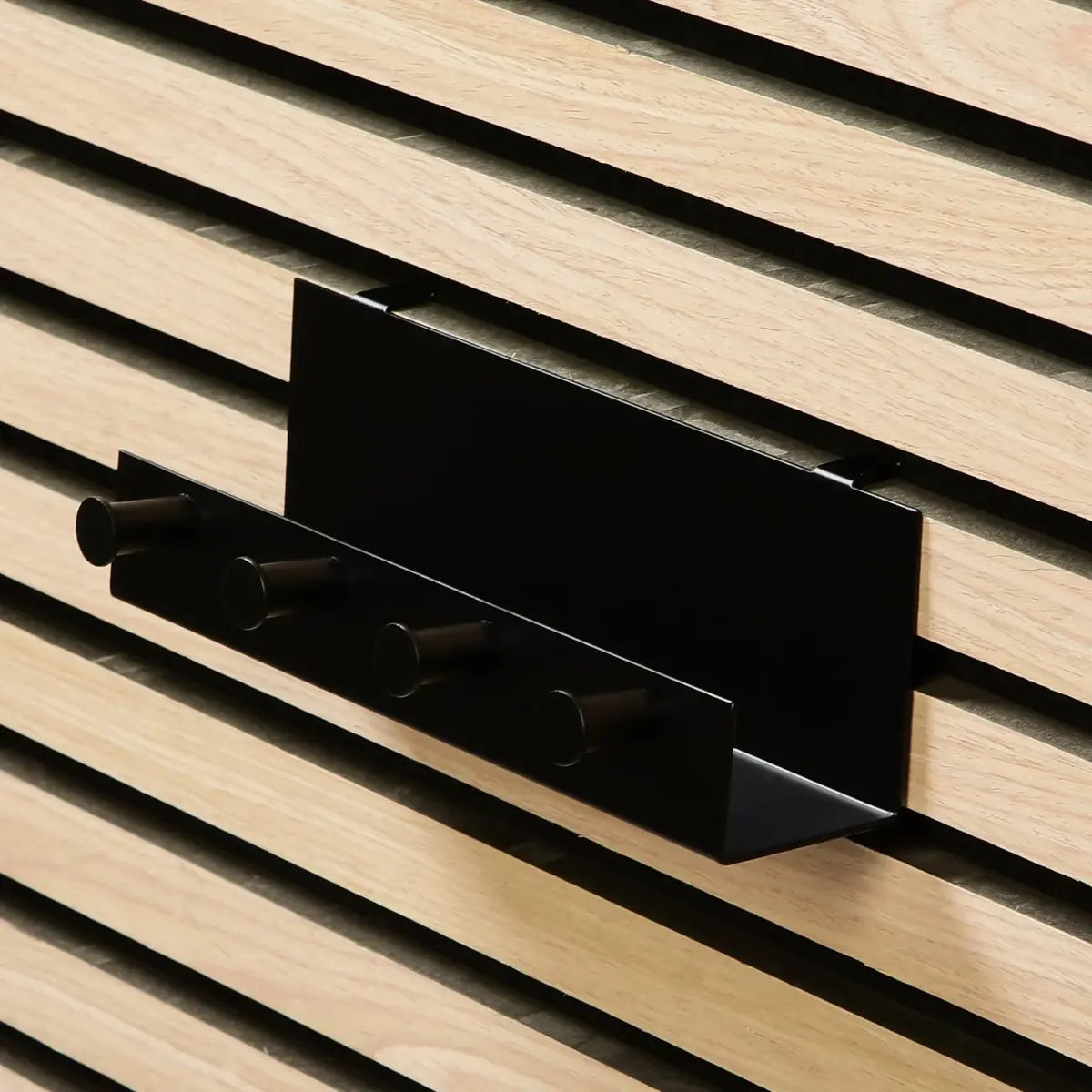 Shelves with hooks for Wood Slat Panels