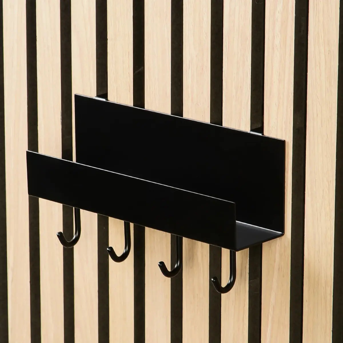 Shelves with hooks for Wood Slat Panels