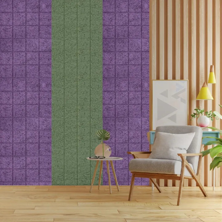 Vertical Lines wood wool acoustic panel in a modern office setting