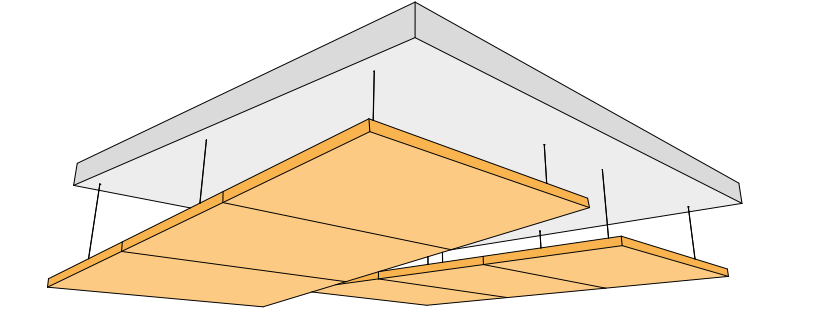 Wood Wool Acoustic board Sound absorbing baffle on ceiling