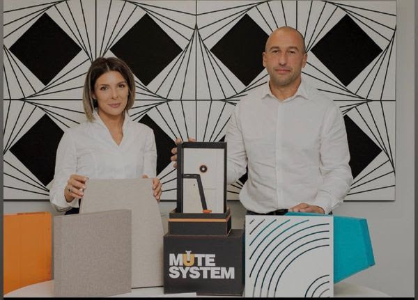 DECIBEL founders - Diana Nedkova and Tsvetan Nedkov with the soundproofing  MUTE sytem